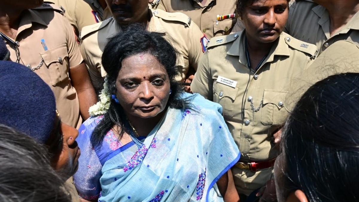 Police stop Tamilisai Soundararajan from taking up signature campaign in support of three-language policy