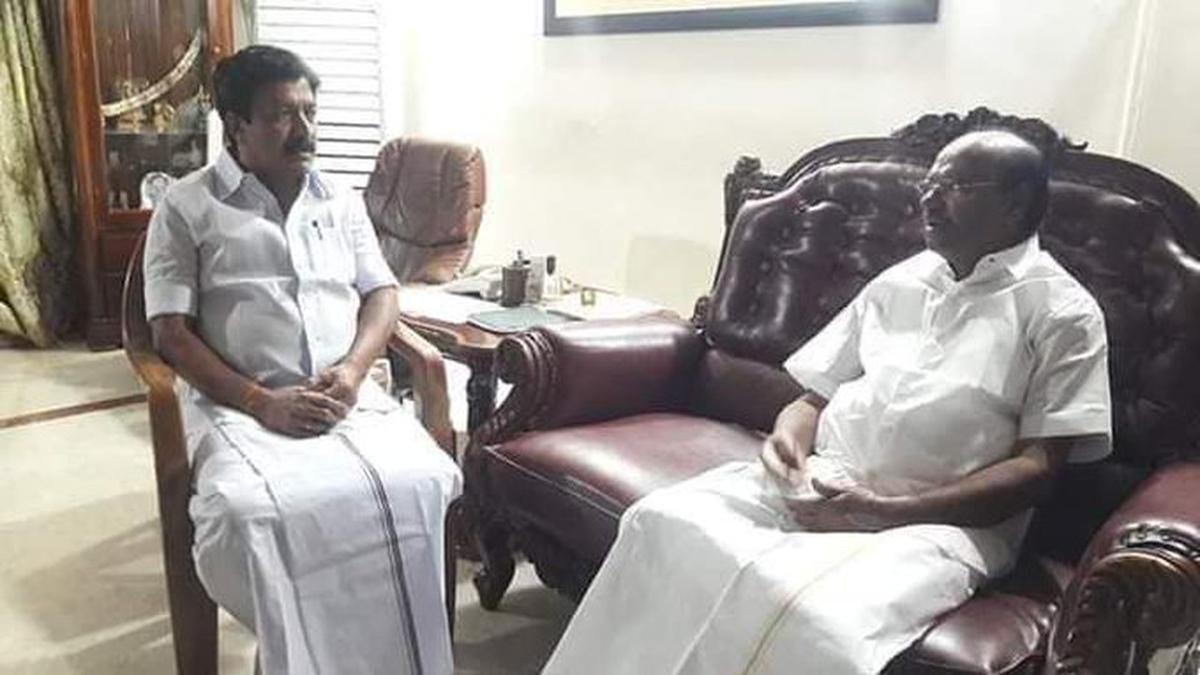 AIADMK MP C. Ve. Shanmugam meets PMK founder Ramadoss