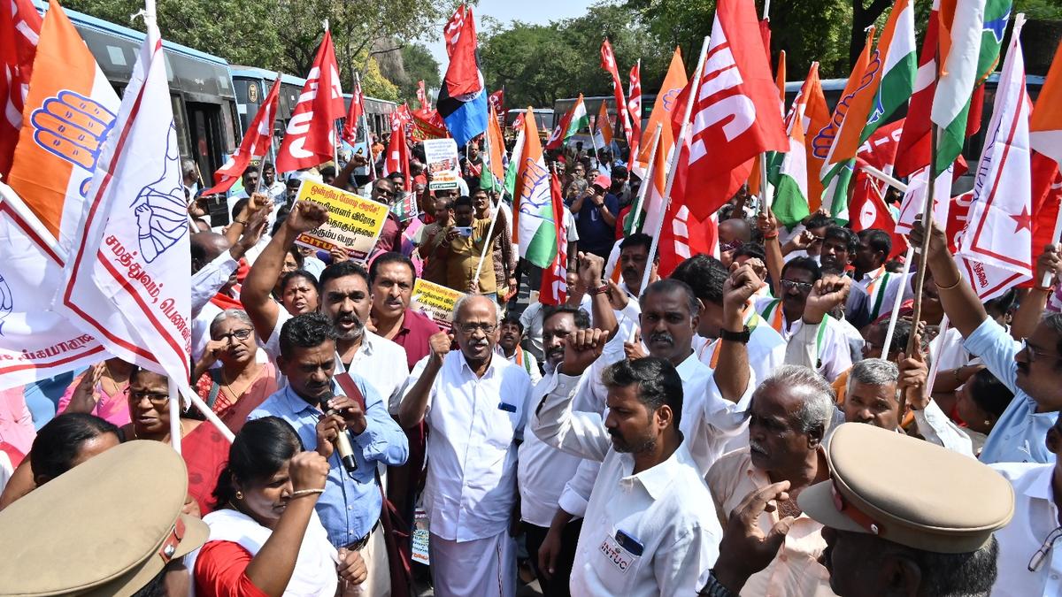 Bharat Bandh 2026: Trade unions protest in Chennai