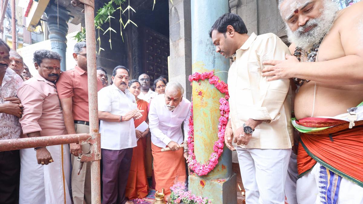 Work to lift gopuram of Sri Kalikambal Temple in Chennai begins