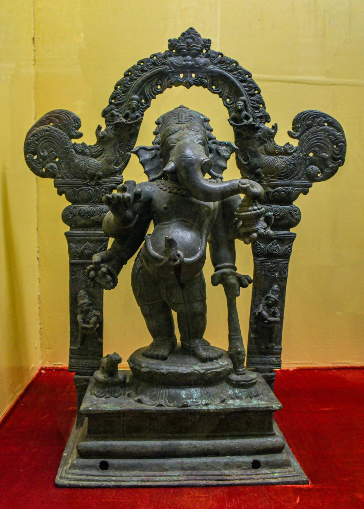 The bronze idol of Bengal’s Pala dynasty Vinayagar now kept on display at the Thanjavur Art Gallery