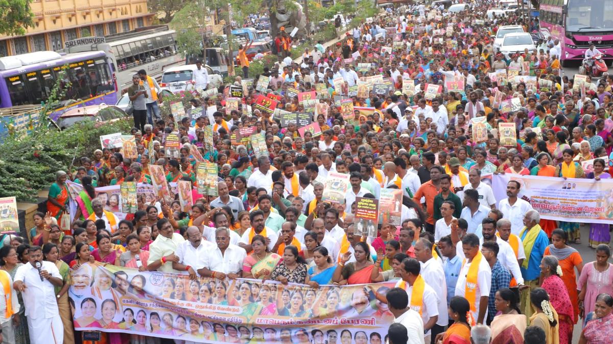 BJP takes out protest march on women’s reservation issue in Puducherry