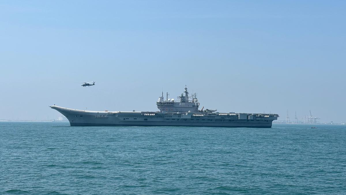 INS Vikrant with a crew strength of about 1,700 Navy personnel arrives in Chennai