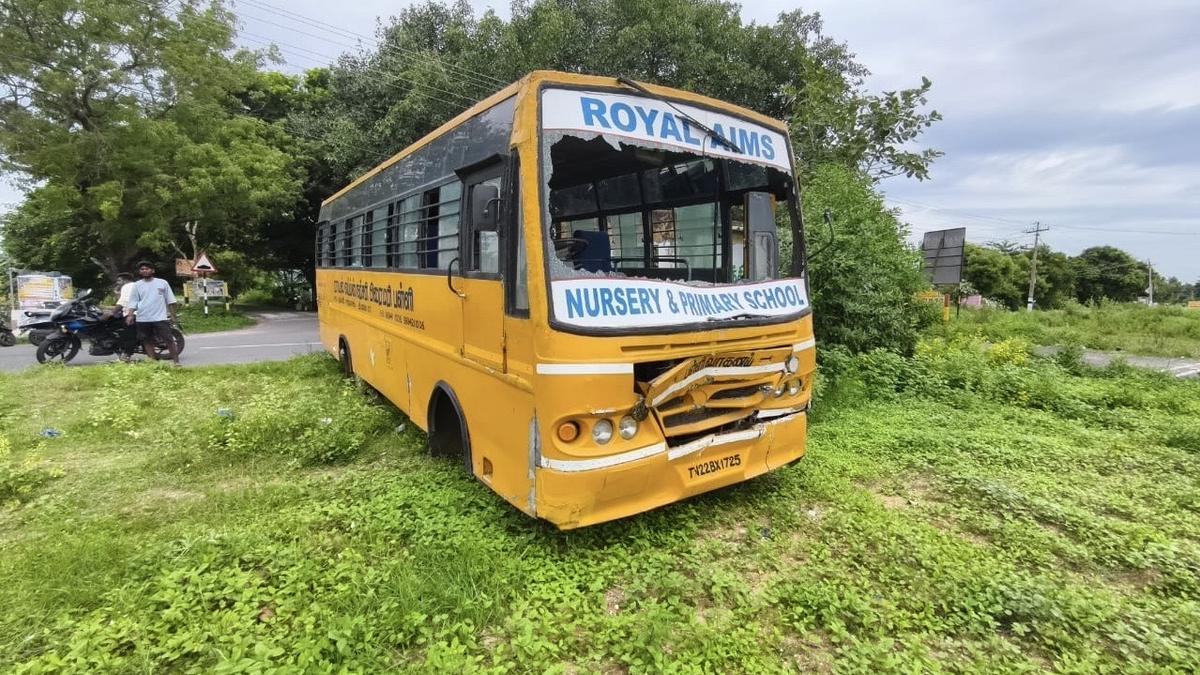 Over 20 students, crew injured as one school bus rams another near Arani