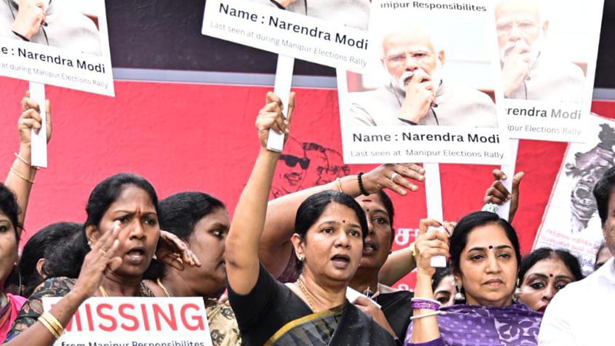 Manipur violence: Kanimozhi leads protests in Chennai