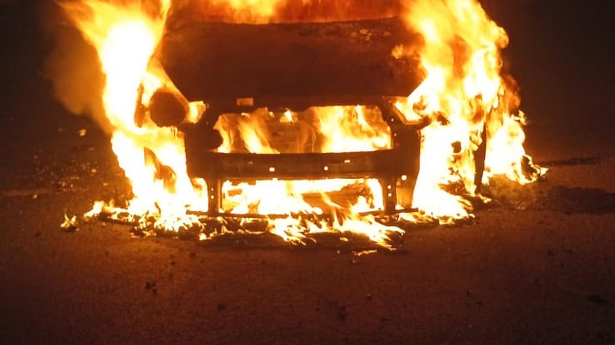 Car catches fire on Cathedral Road in Teynampet 