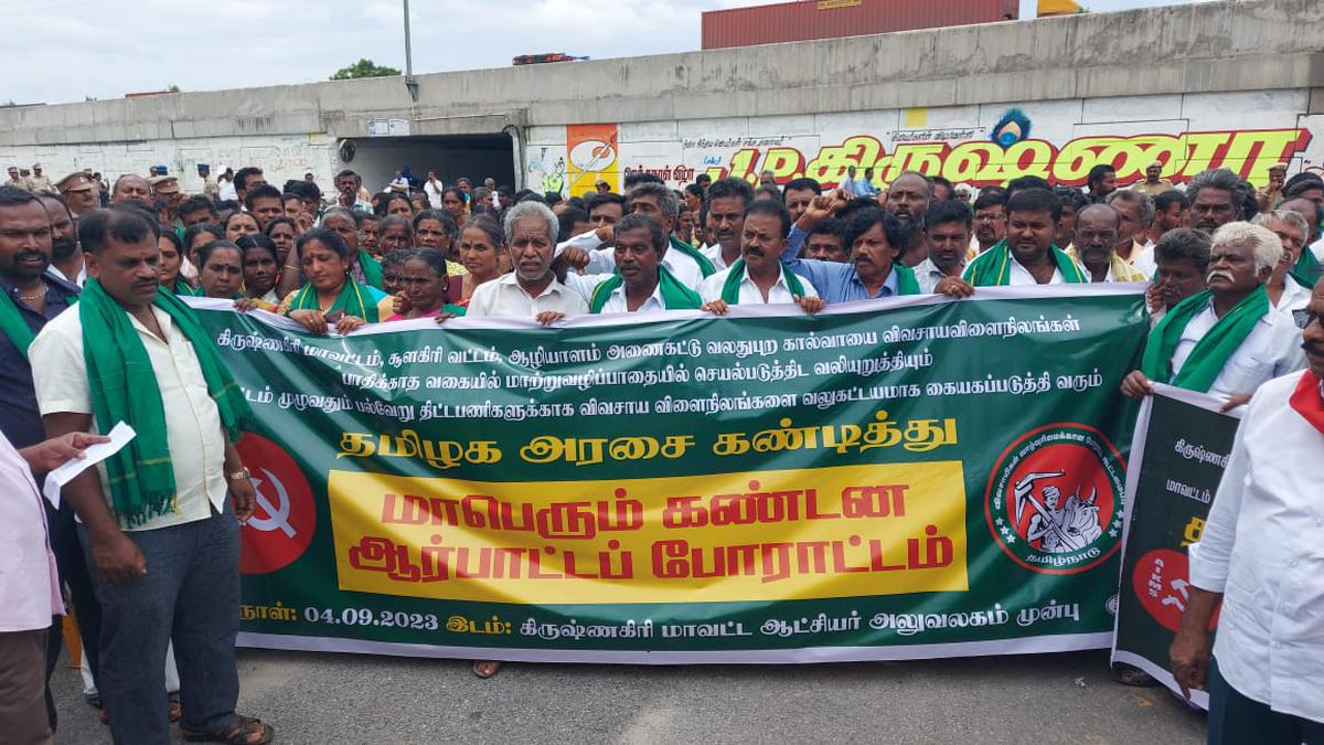 Farmers’ federation protests land acquisition in Krishnagiri district for water harvesting scheme