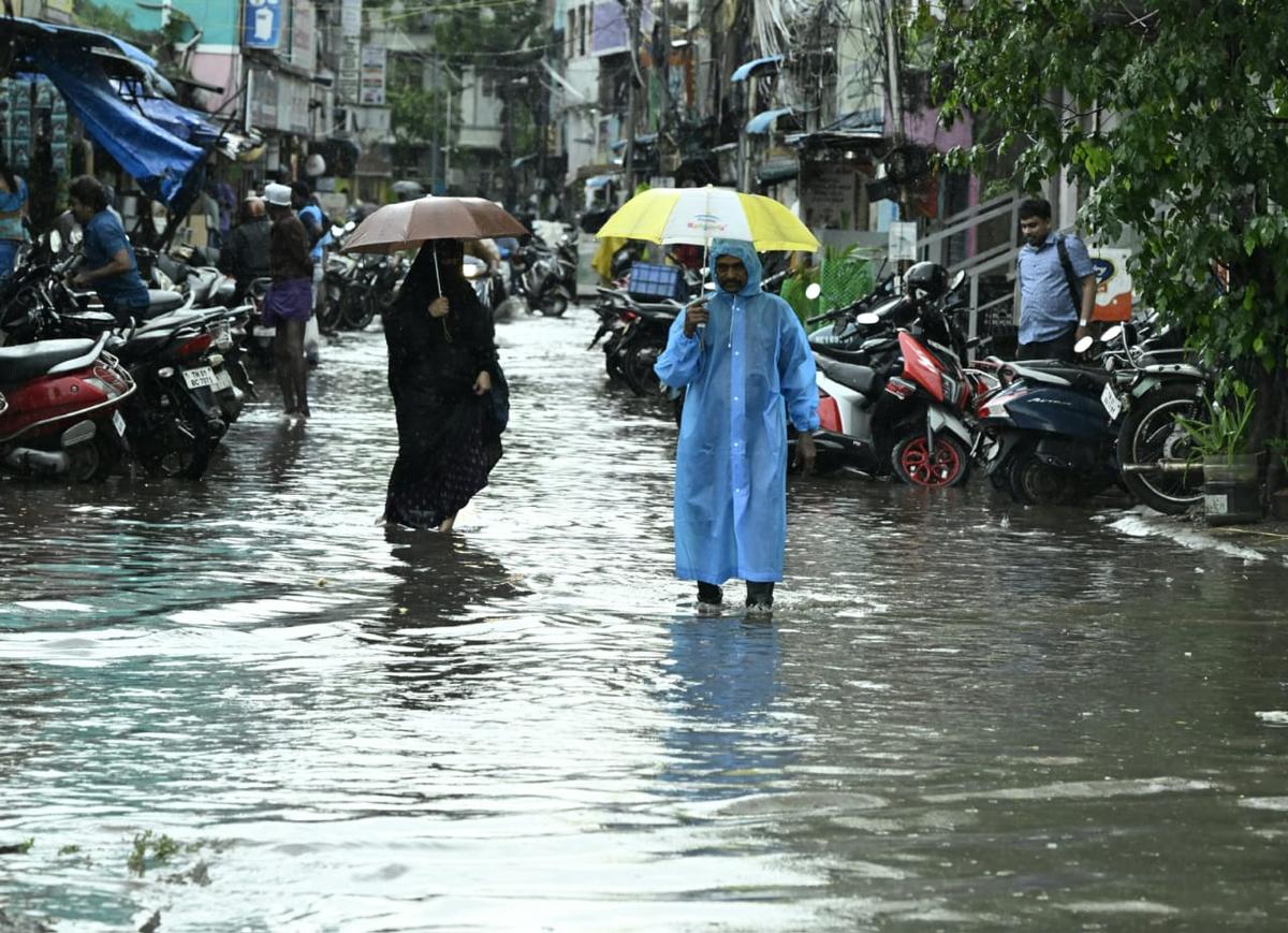 Chennai city witnessed rainfall on October 21, 2025. A scene of water stagnation at Pudupet Chennai city witnessed rainfall on October 21, 2025. A scene of water stagnation at Pudupet