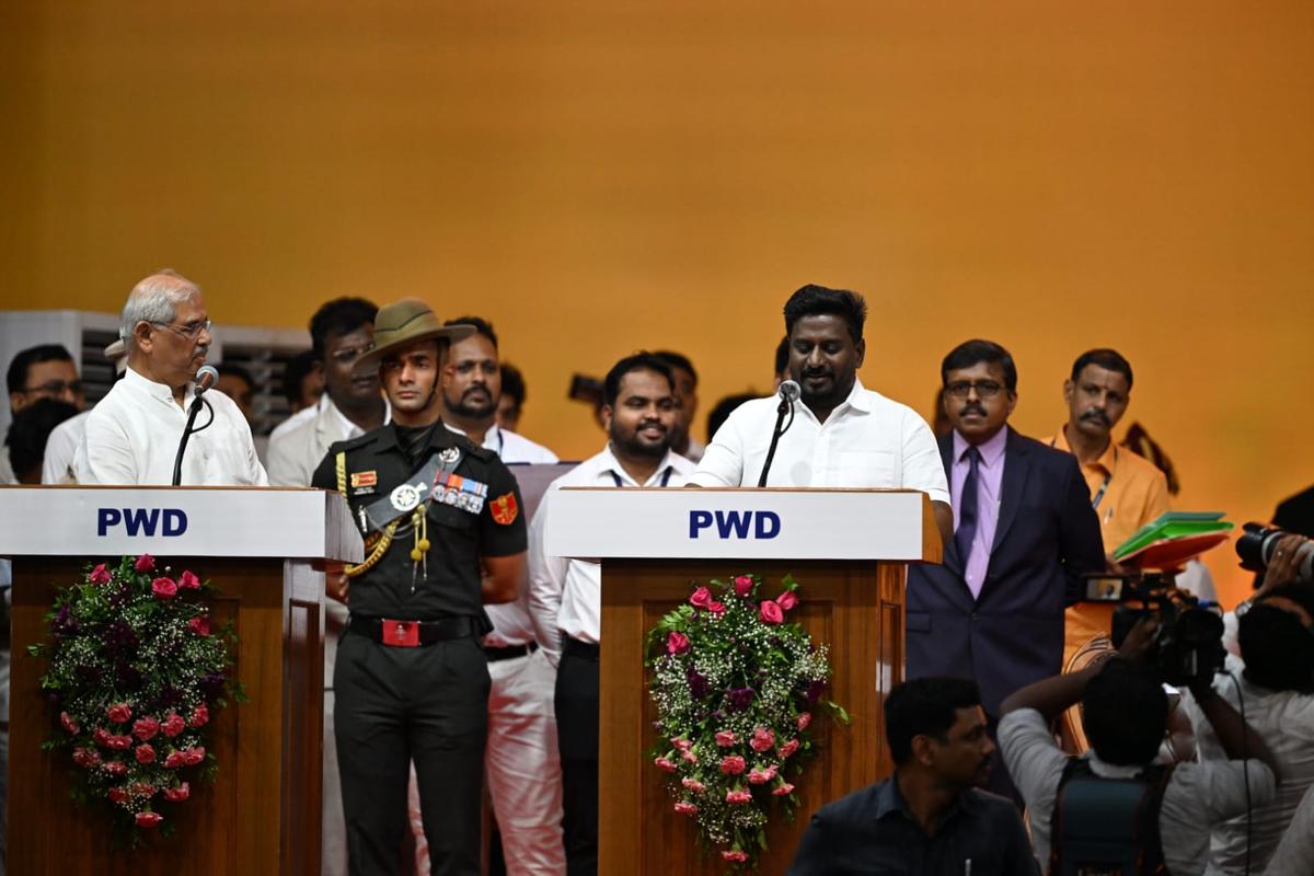 Tamil Nadu Governor Rajendra Vishwanath Arlekar administer oath of office to A. Rajmohan in Chennai on May 10, 2026