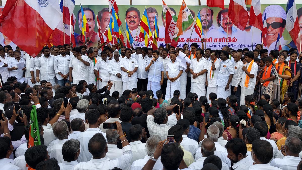 AIADMK MP C.Ve. Shanmugam stokes controversy over derogatory reference to female actor during protest in Villupuram