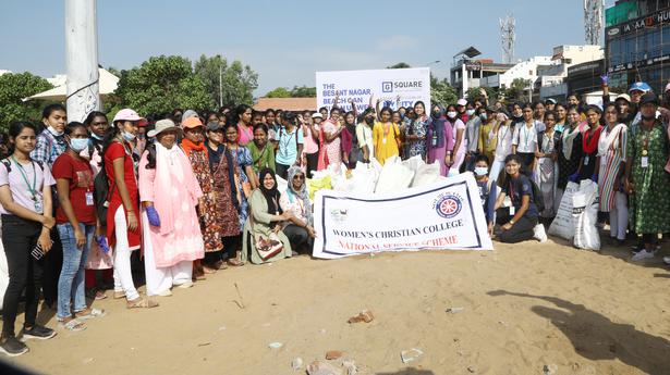 College students clean Beasant Nagar beach