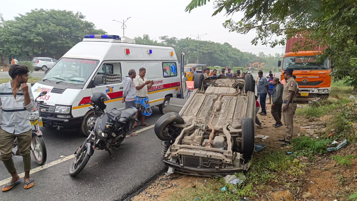 Woman, son critically injured after car overturns in Tirupattur