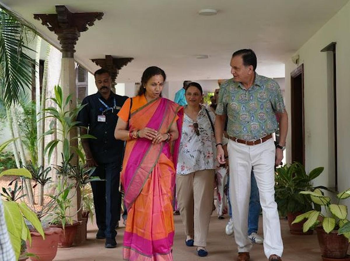 Lt General Dhiraj Seth, General Officer Commanding-in-Chief, Southern Command of Indian Army discussed deepening Civil-Defence synergy  with Auroville Foundation Secretary Jayanti S. Ravi on Sunday 
