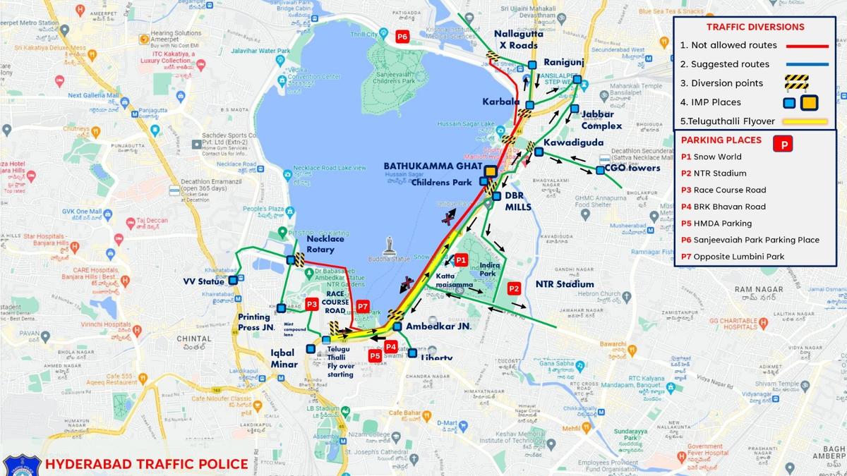 Traffic diversions in Hyderabad for Saddula Bathukamma celebrations on September 30