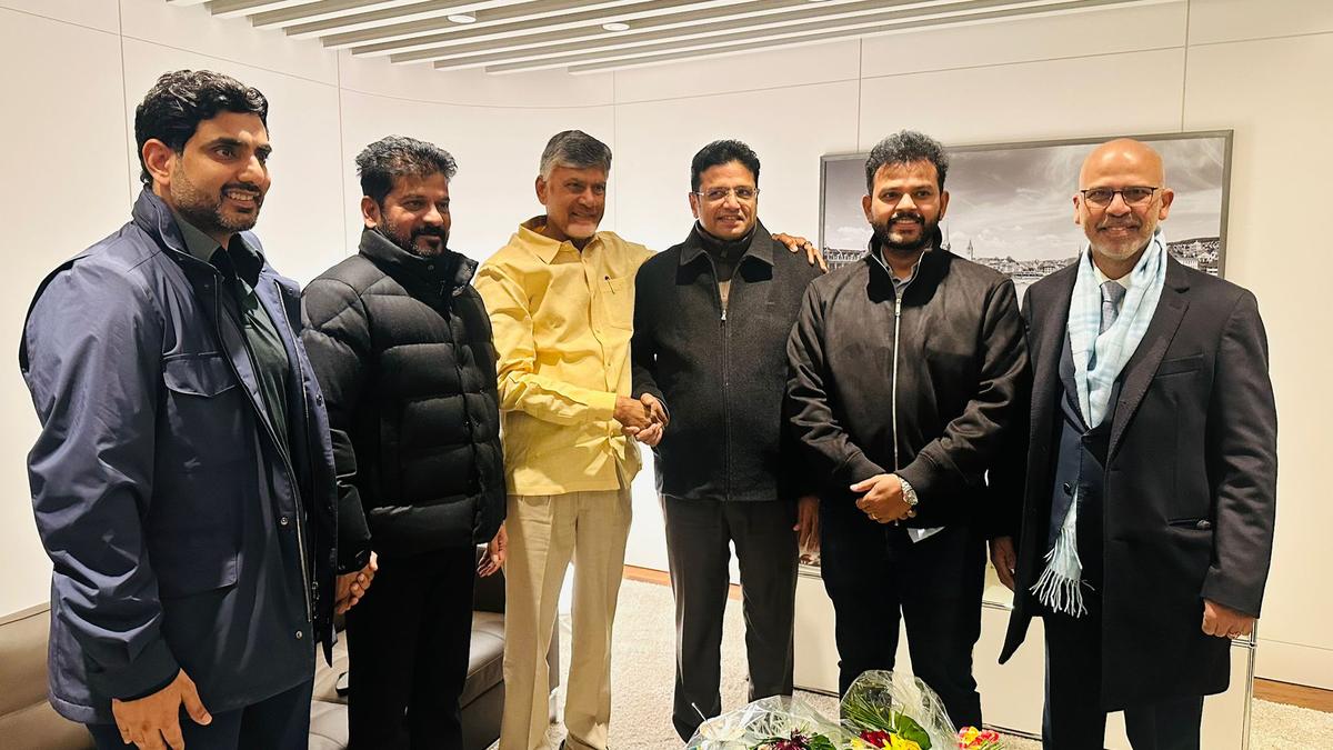 Telangana delegation led CM Revanth Reddy lands in Davos, meets AP CM Chandrababu Naidu