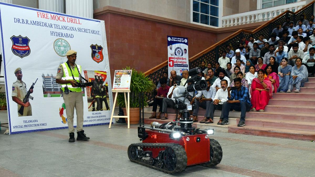 Fire safety drill at Telangana Secretariat