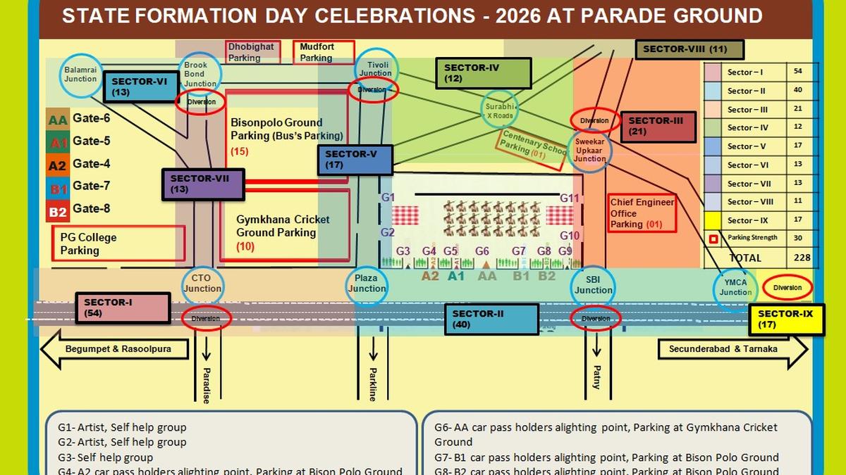 Traffic restrictions around Parade Ground for Telangana Formation Day celebrations on June 2