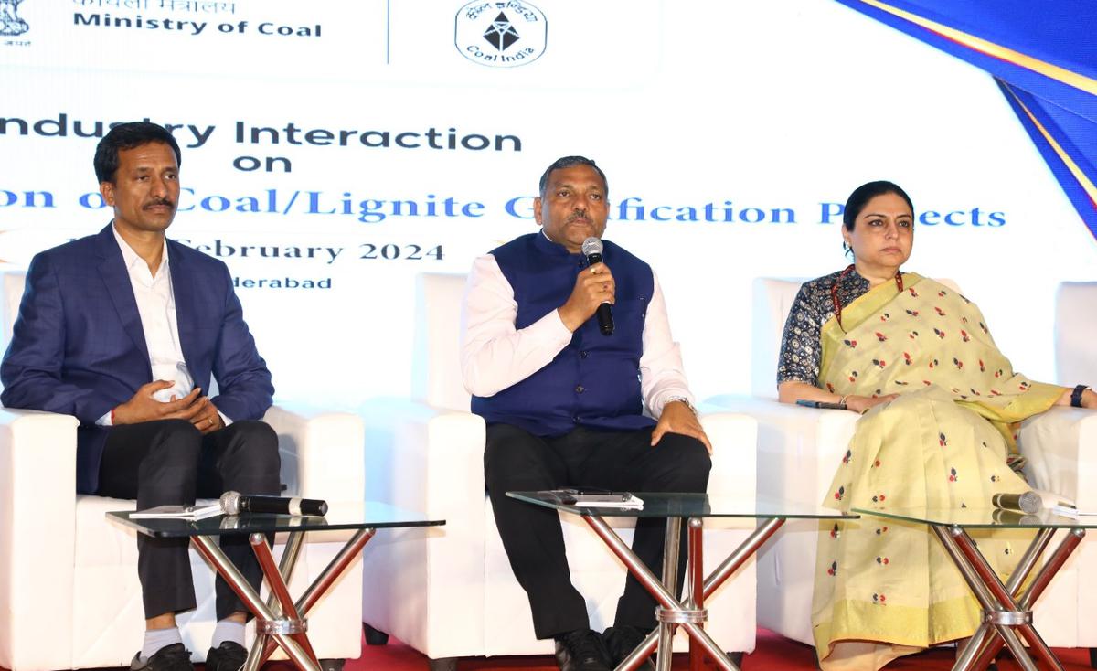 Coal Secretary Amrit Lal Meena participating in an interaction with industry representatives on the Scheme for Promotion of Coal/Lignite Gasification Projects in Hyderabad on Friday.