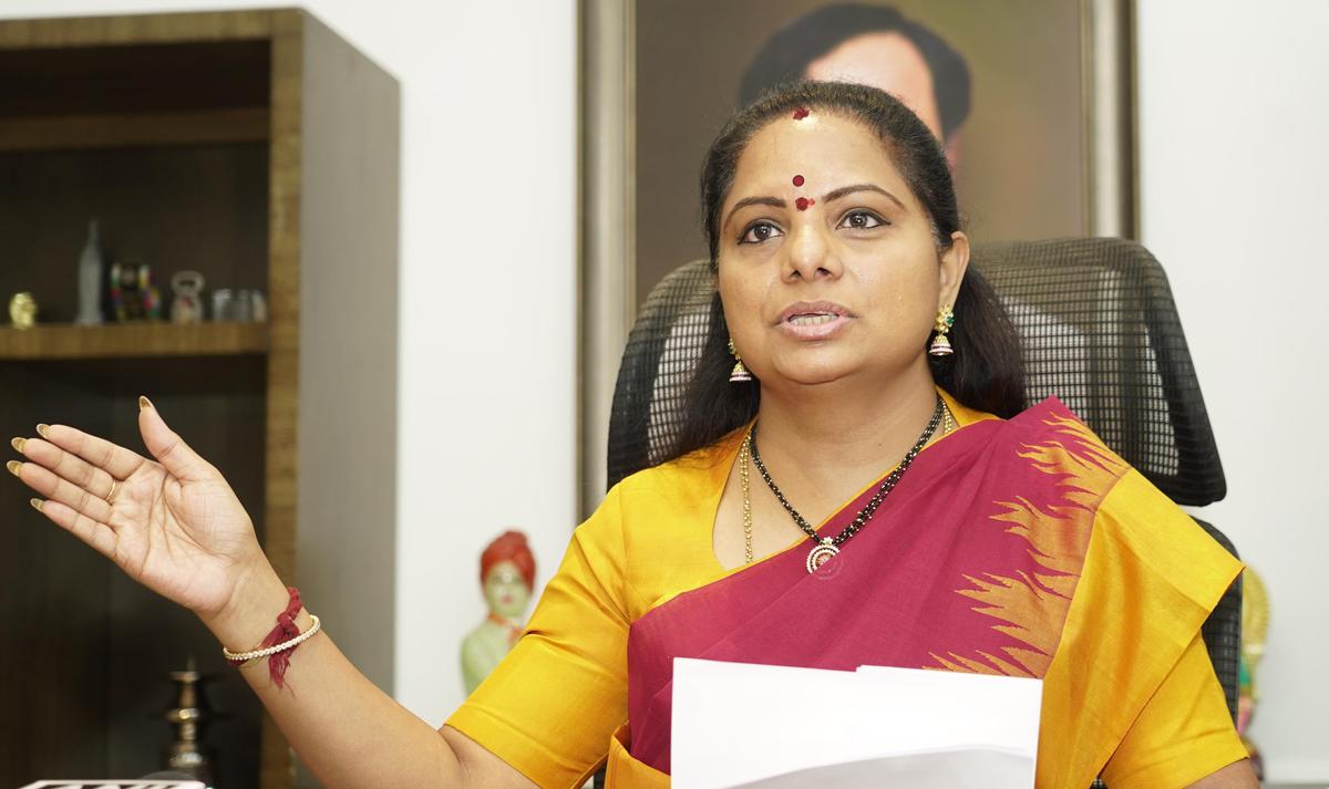 BRS MLC K. Kavitha speaking to newspersons in Hyderabad on Thursday.