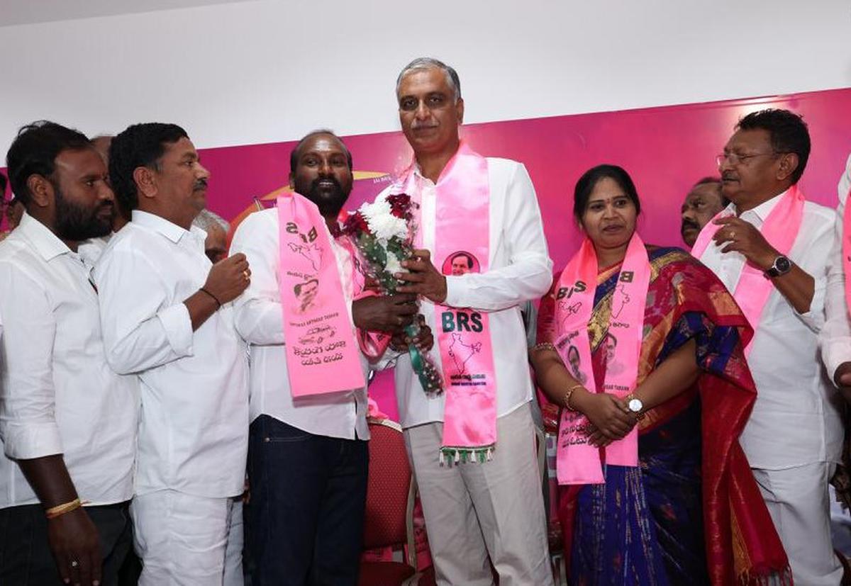 YSRTP leaders joining BRS in Hyderabad on Monday. YSRTP leaders joining BRS in Hyderabad on Monday.