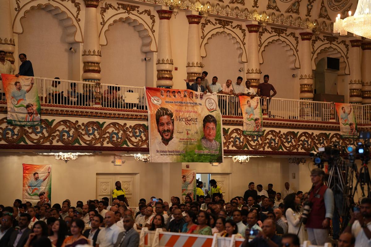 Gathering at a programme organised by the Indian Overseas Congress in New Jersey, USA in the honour of Telangana Chief Minister A Revanth Reddy on August 4, 2024.