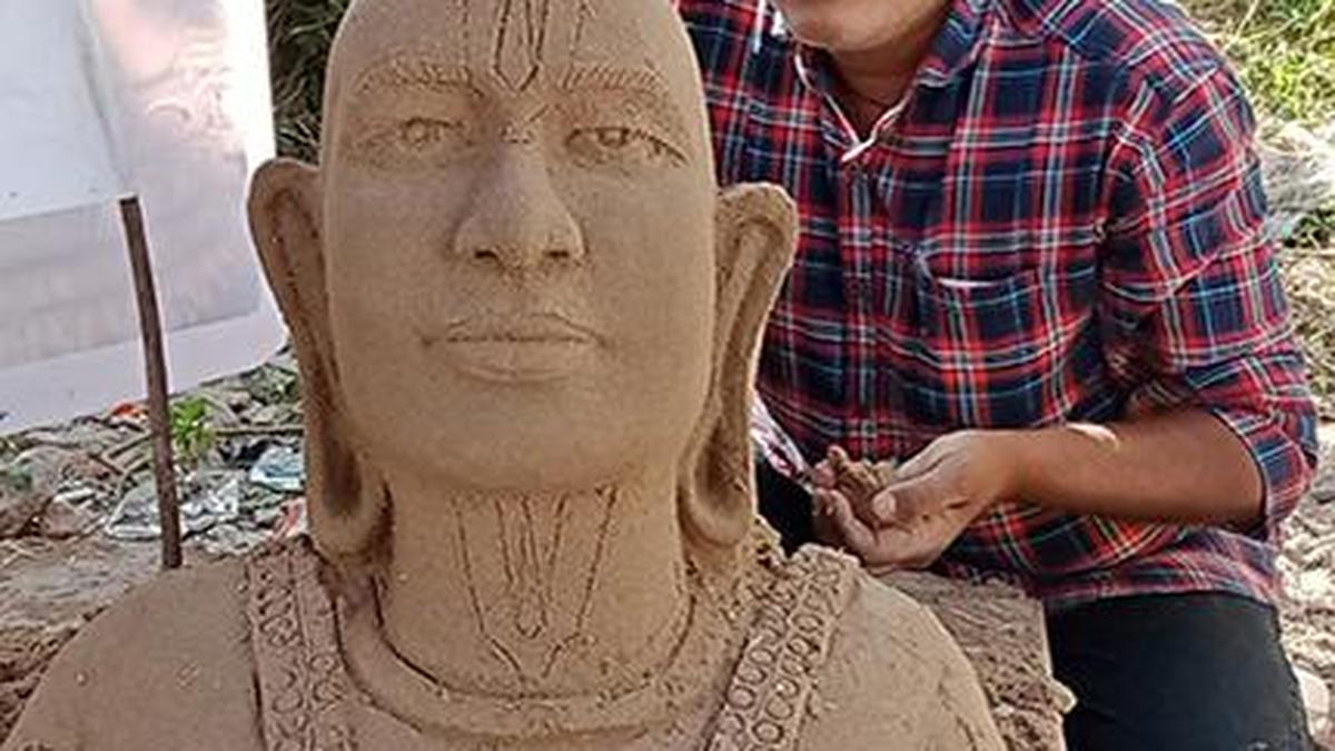 Sand artist pays tribute to Ramanujacharya The Hindu