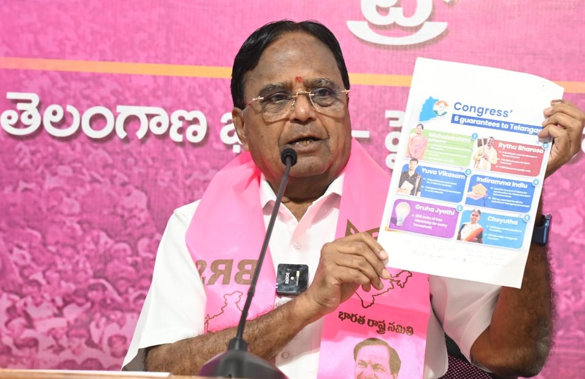 BRS leader Ponnala Lakshmaiah speaking in Hyderabad on Tuesday.