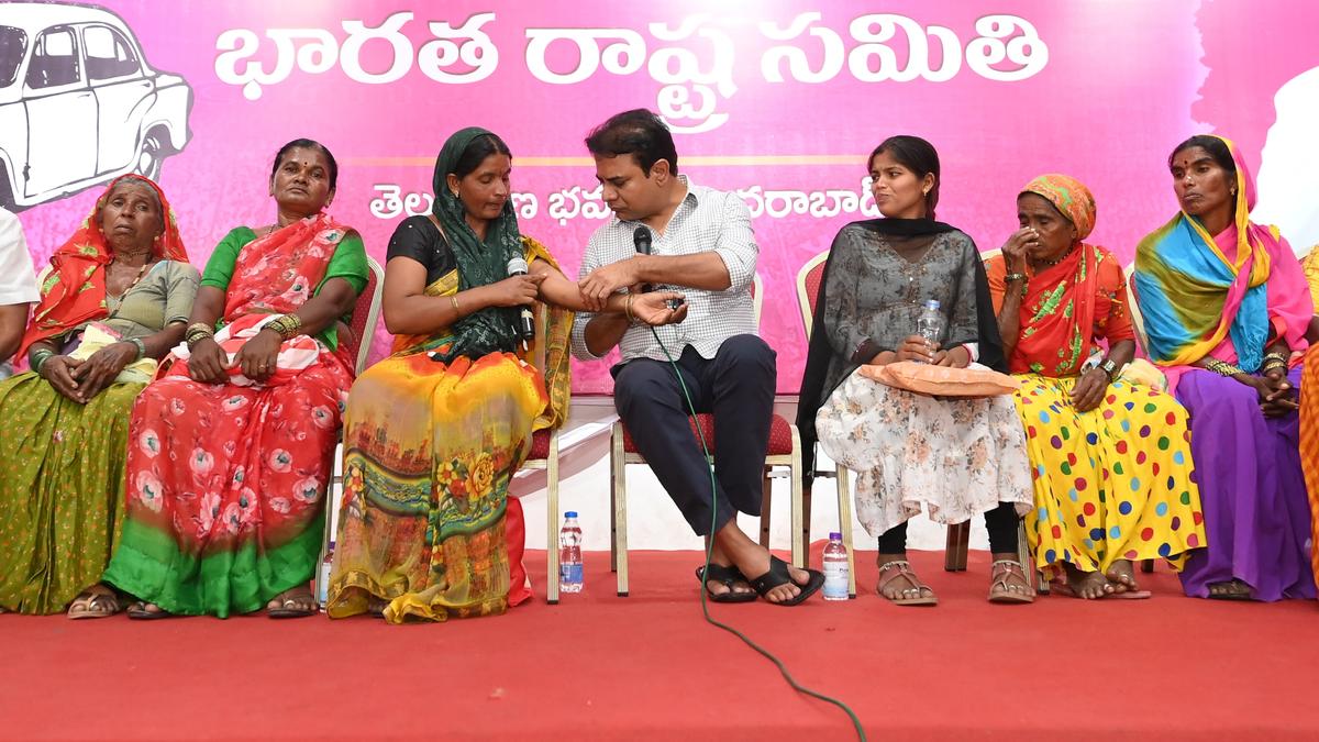 Tribal women from Lagacharla meet KTR, pour out their woes