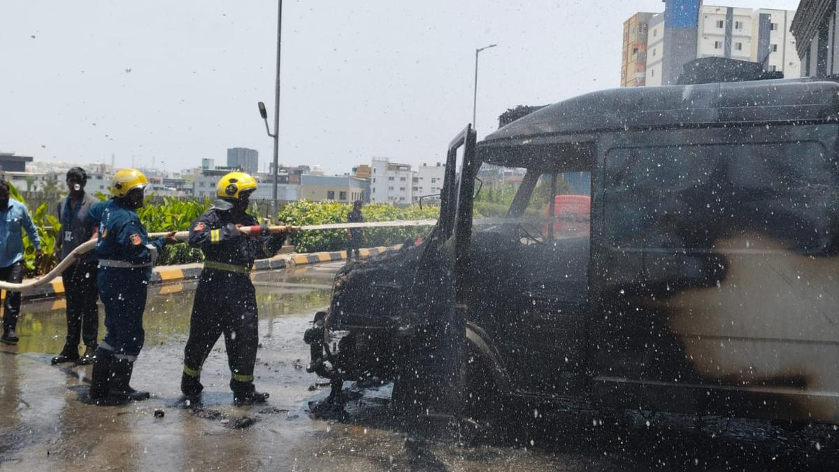 Ambulance catches fire in AIG Hospital’s parking lot 