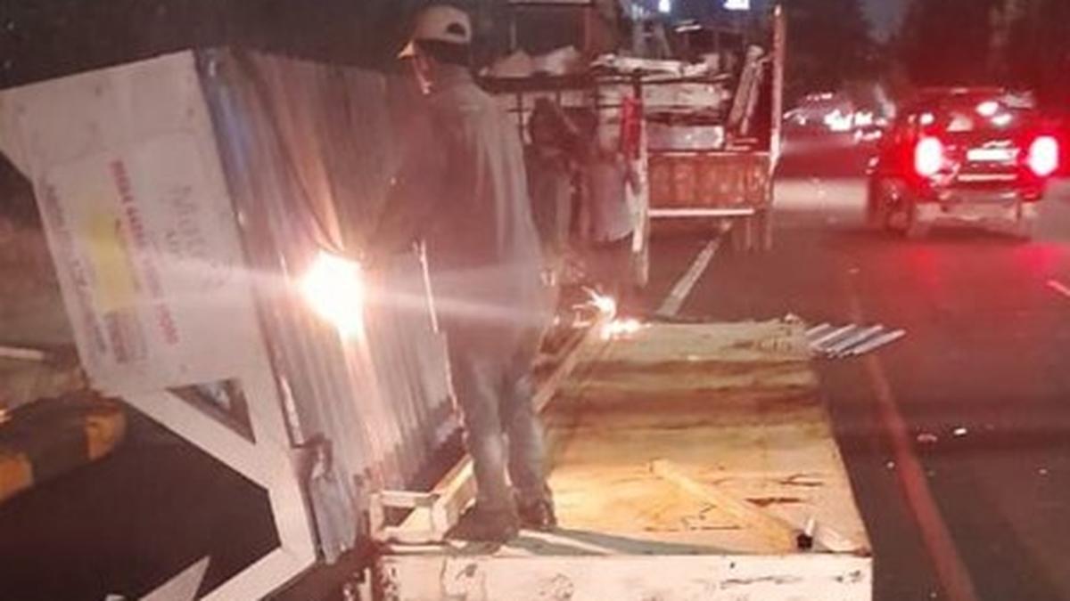 Bus shelters removed and advertisements ripped off in overnight drive