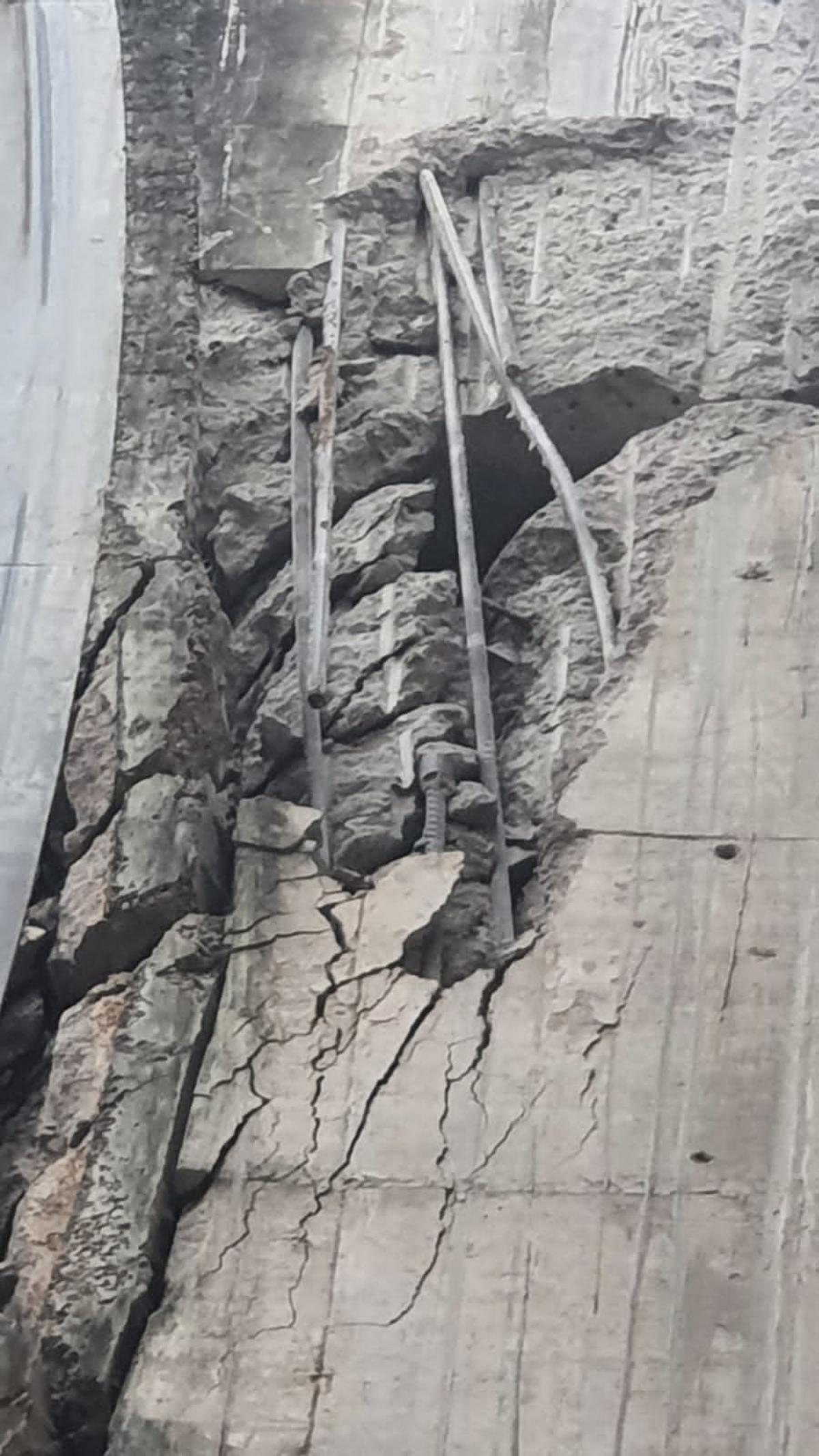 Wide cracks developed on the Medigadda Barrage structure following sinking of piers on October 21 last