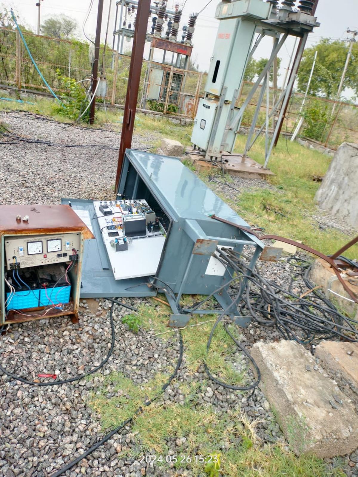 Damage due to gale in a sub-station in Mahabubnagar district on Sunday.
