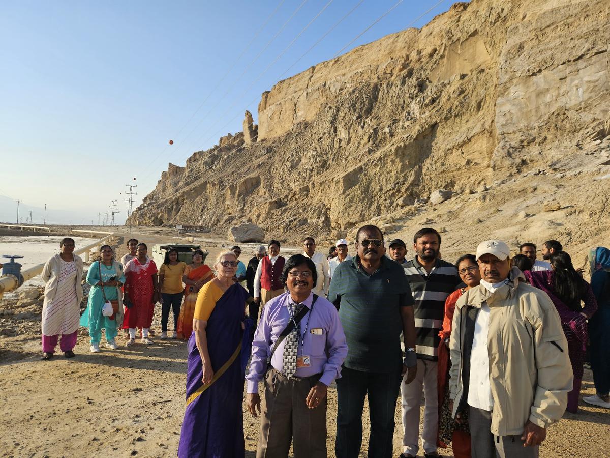 Pilgrims with Evangelist E. Satya Suvartha Raju in Israel. 