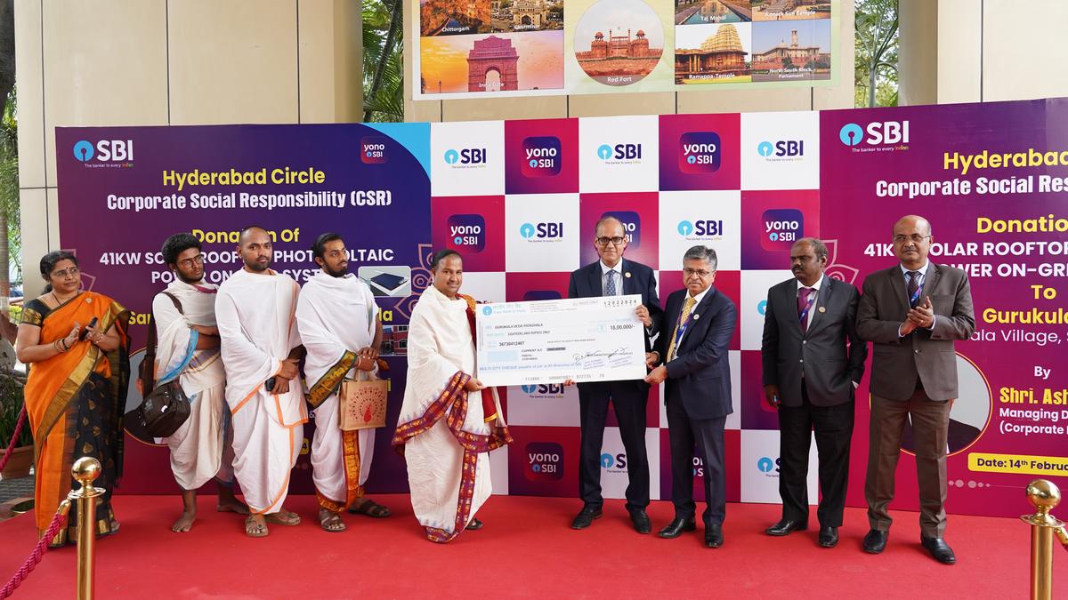 SBI donation for solar power system at veda patasala 