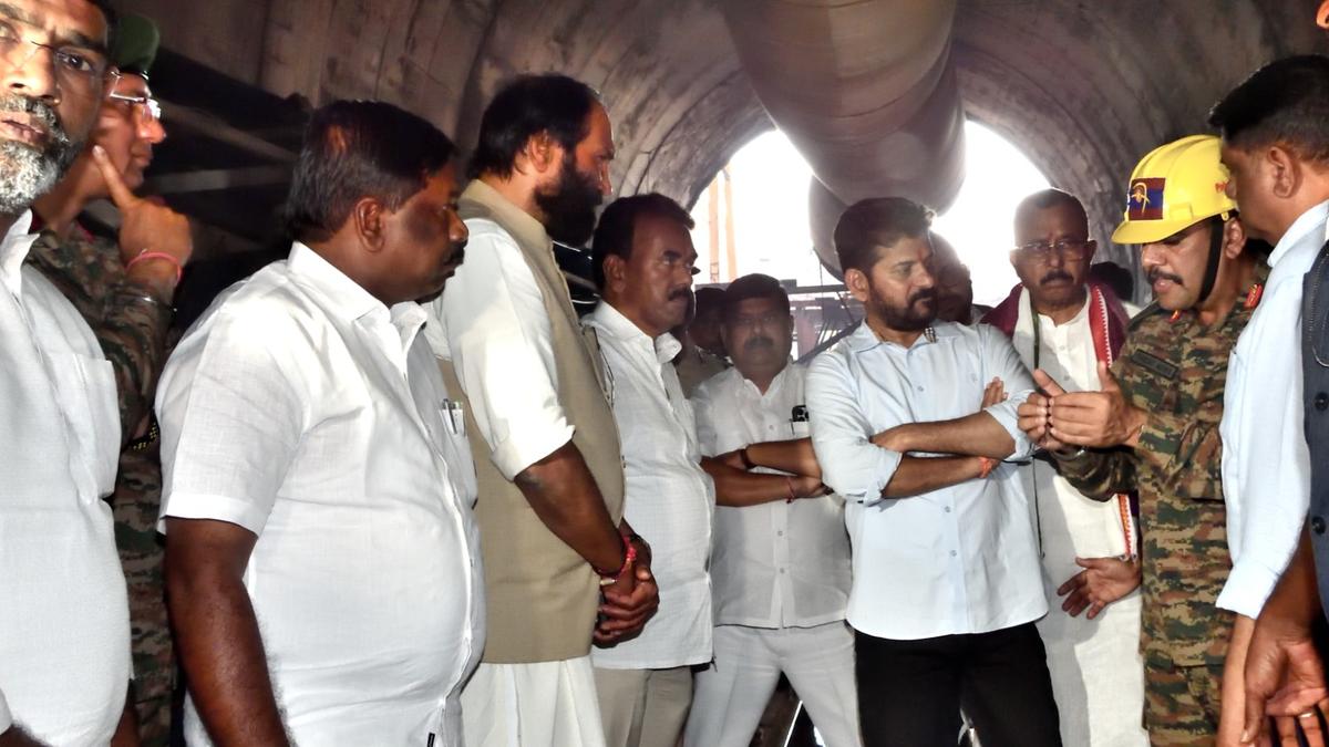 Telangana CM Revanth Reddy visits SLBC tunnel, reviews rescue work with agencies