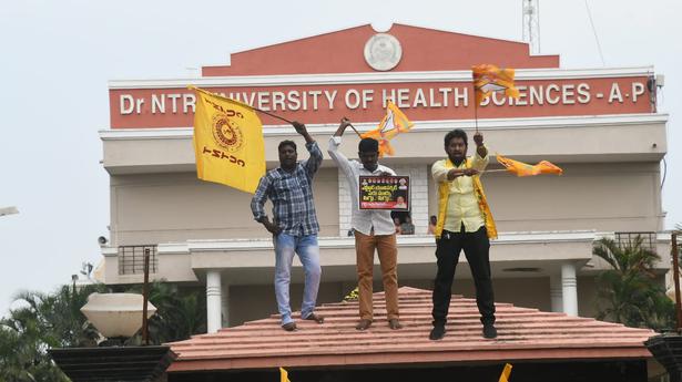 TDP leaders stage protests over renaming of NTR University of Health Sciences as YSRUHS
