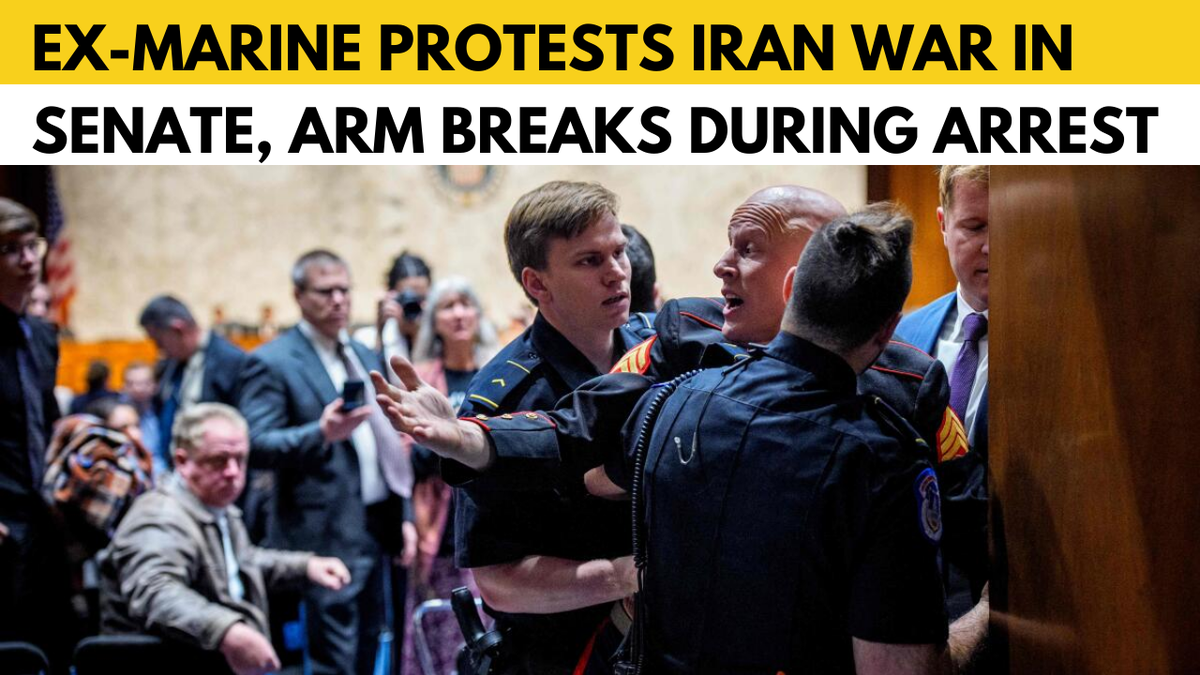 Watch: Ex-Marine protests U.S.–Israeli operation against Iran, arm broken in clash