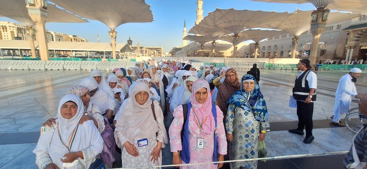Kashmiri women during their pilgrimage at Masjid Nabwi in Medina. Photo: Special Arrangement