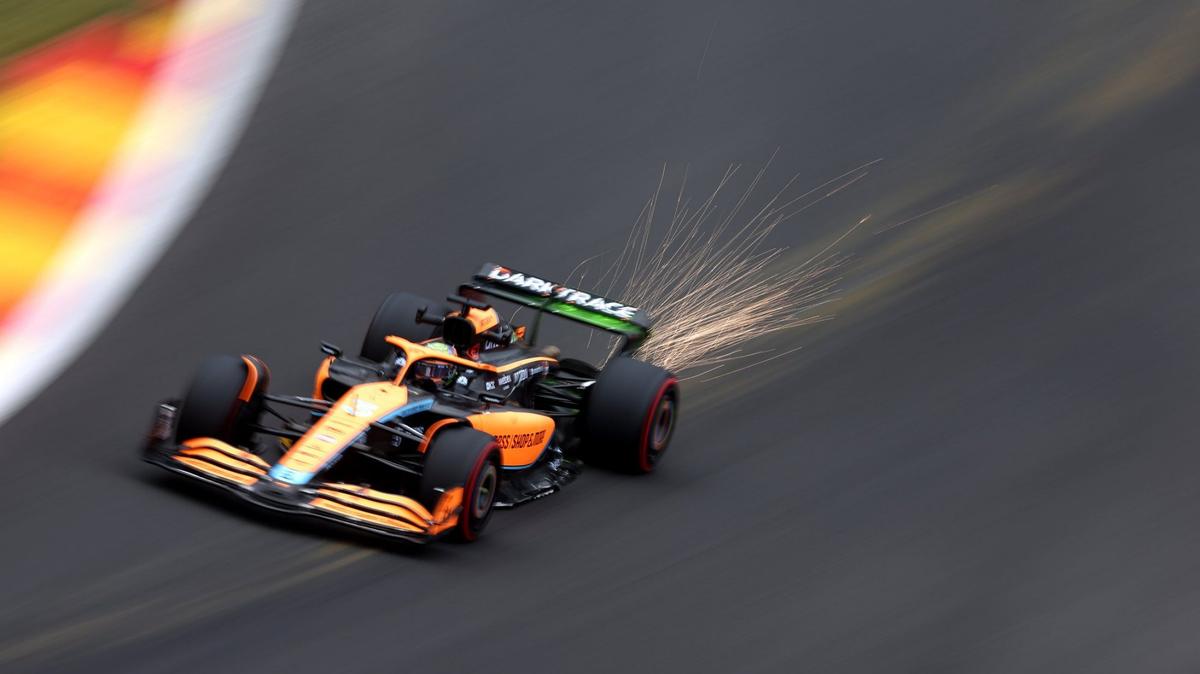 Lando Norris was third for McLaren ahead of Aston Martin’s Lance Stroll and Carlos Sainz, who was fifth in the second Ferrari. 
