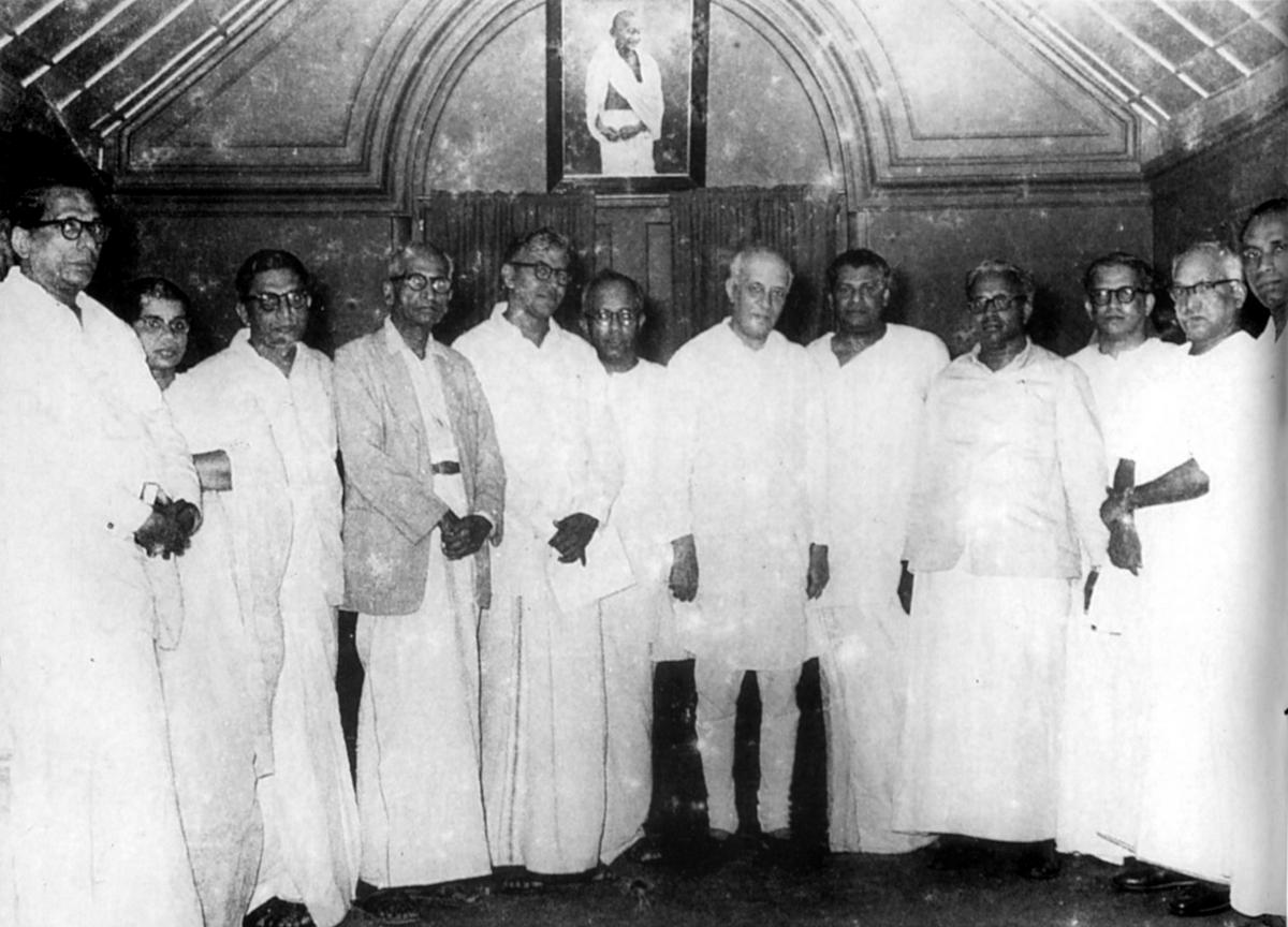 Prime Minister Jawaharlal Nehru with Chief Minister E.M.S. Namboodiripad and the members of his Cabinet in 1957. Prime Minister Jawaharlal Nehru with Chief Minister E.M.S. Namboodiripad and the members of his Cabinet in 1957.