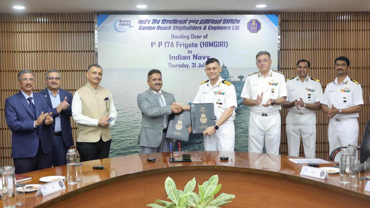 Navy takes delivery of first Project 17A frigate Himgiri from GRSE