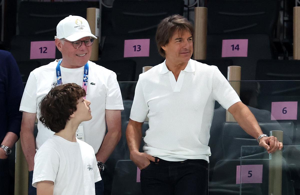 Tom Cruise (right) attended the Artistic Gymnastics Women’s Qualification on day two of the Olympic Games Paris 2024 at Bercy Arena. Tom Cruise (right) attended the Artistic Gymnastics Women’s Qualification on day two of the Olympic Games Paris 2024 at Bercy Arena.