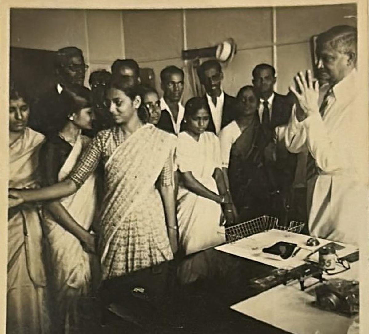 MMC ladies netball team with High Commissioner of India, Colombo, in 1954.