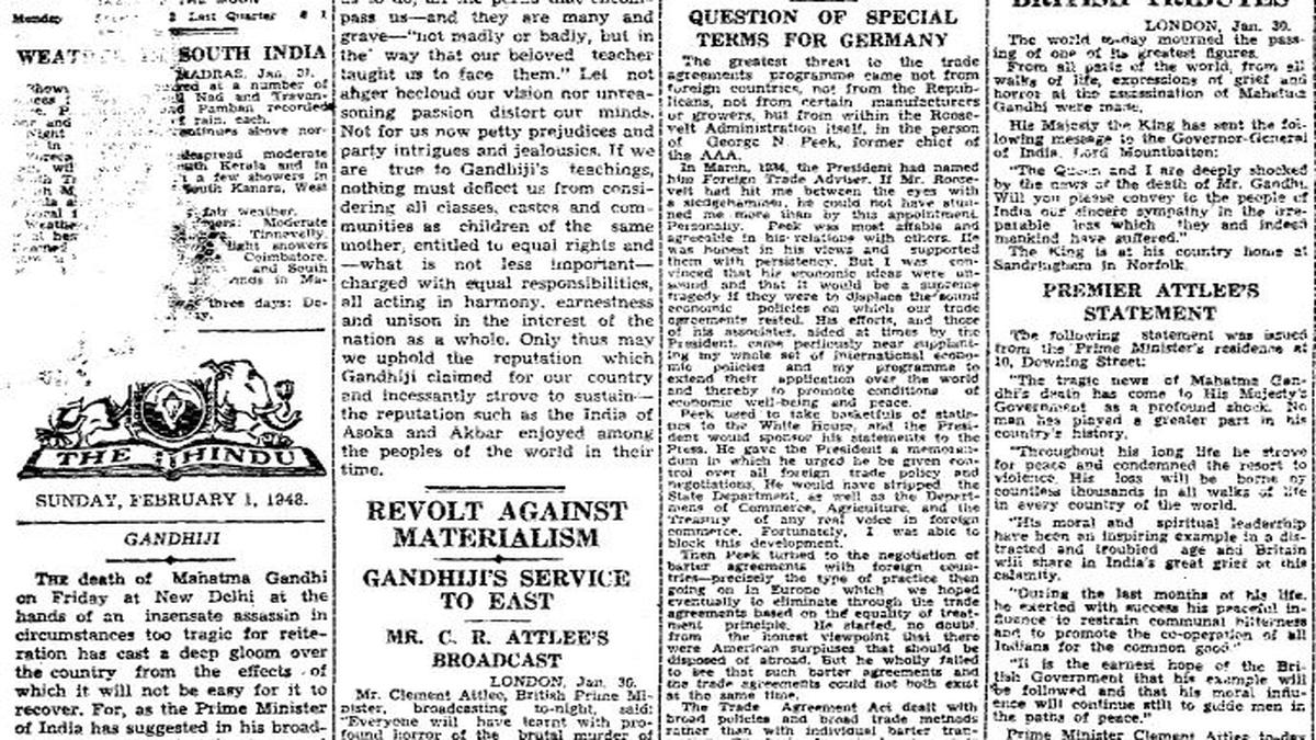 Gandhiji: The Hindu's Editorial on the assassination of Mahatma Gandhi