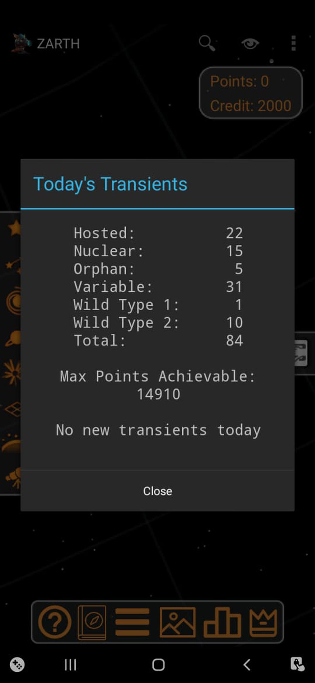 The ‘Today’s Transients’ screen of the ZARTH app. The ‘Today’s Transients’ screen of the ZARTH app.
