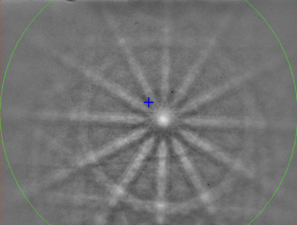 Electron back-scatter image showing the 12-fold symmetry in the crystal.