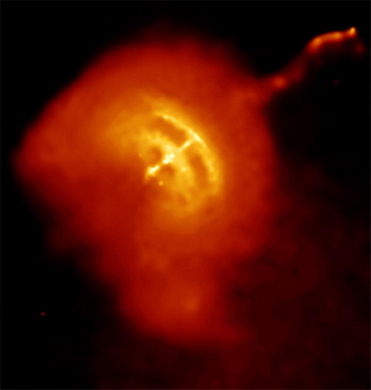 An image of the Vela Pulsar captured by the Chandra X-ray Observatory on July 6, 2003.