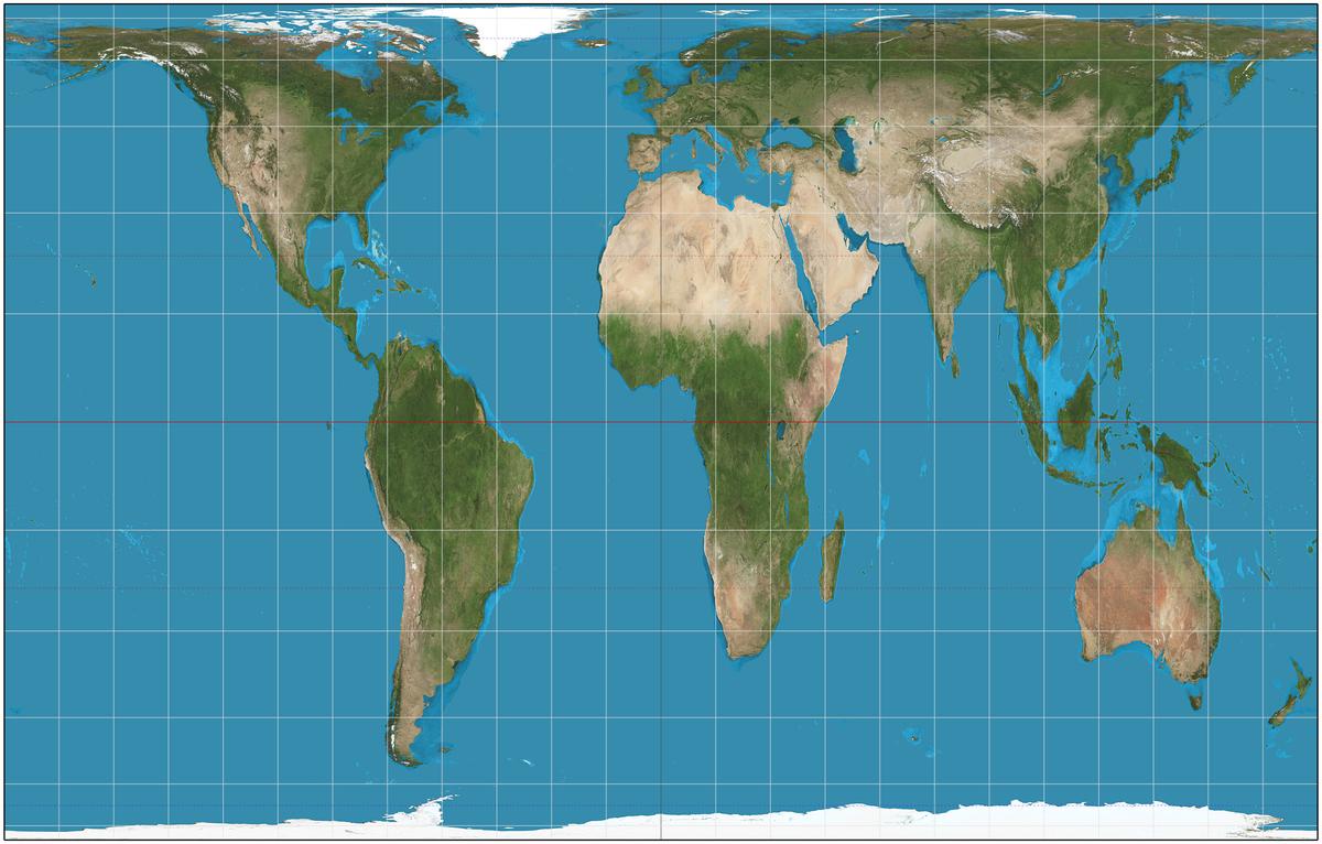 The world as depicted in the Gall-Peters projection. The world as depicted in the Gall-Peters projection.