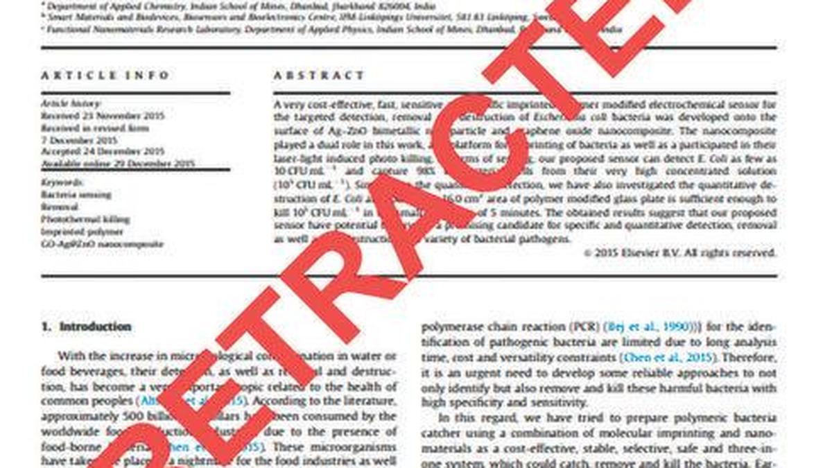127 papers from India retracted for image duplication, manipulation The Hindu