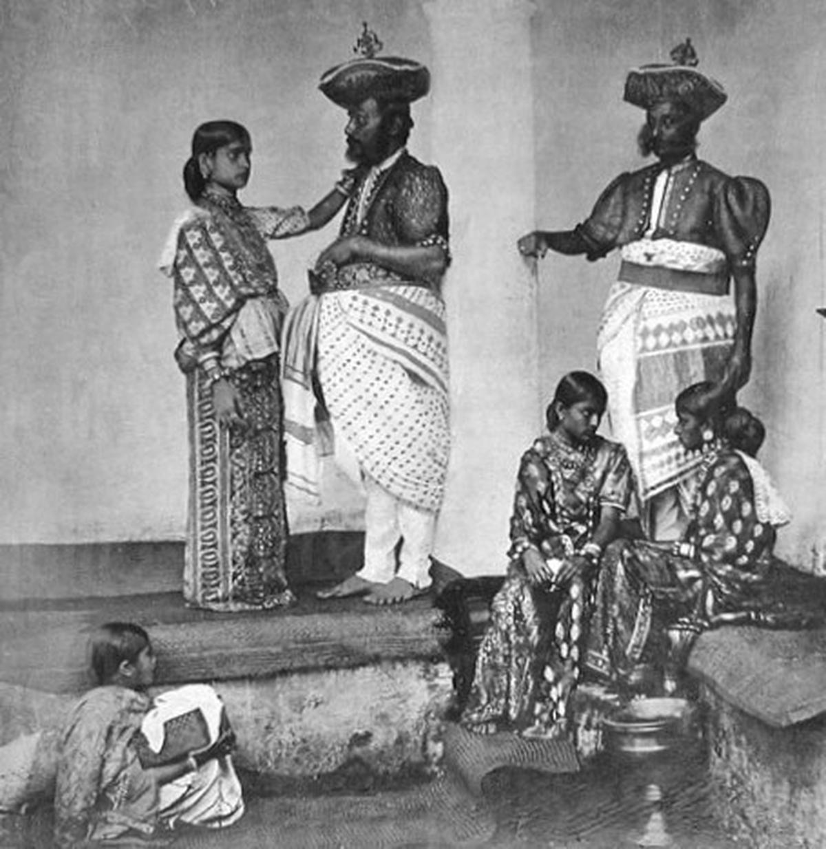 A photograph of a Sinhalese family, c. 1880-1899.